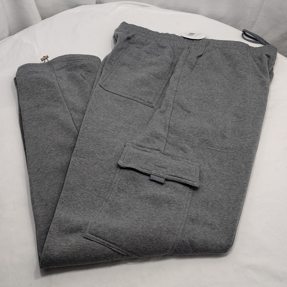 Oscar Sports Big & Tall Heather Gray Fleece Lined Jogging Pants - Picture 7 of 15